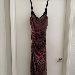Elegant Leopard Print Dress with Floral Accents